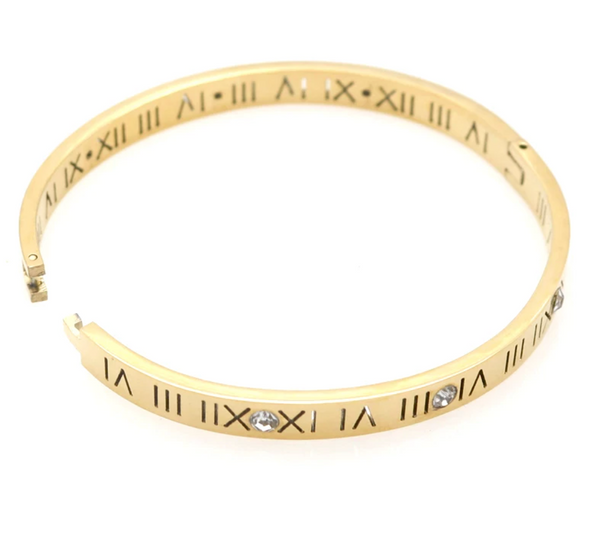 Crystal Numeral Bangle (18kt Gold Plated)