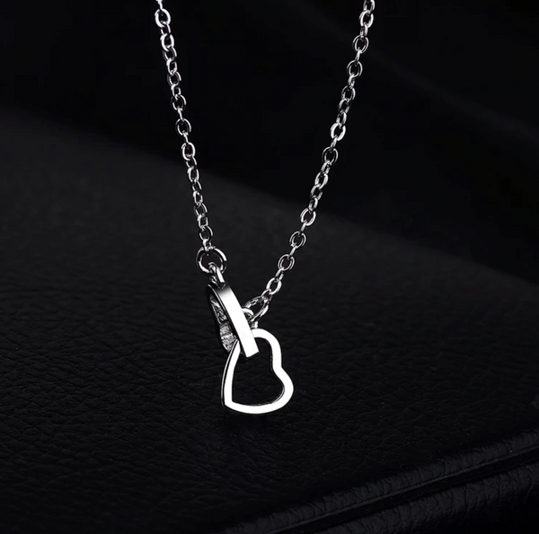 Sterling Silver Interlocking Heart Necklace