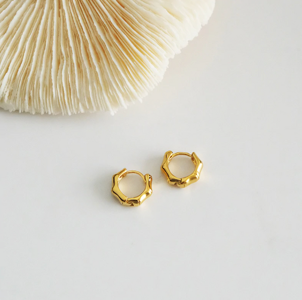 Bamboo Huggie Hoop Earrings (18kt Gold-Plated)